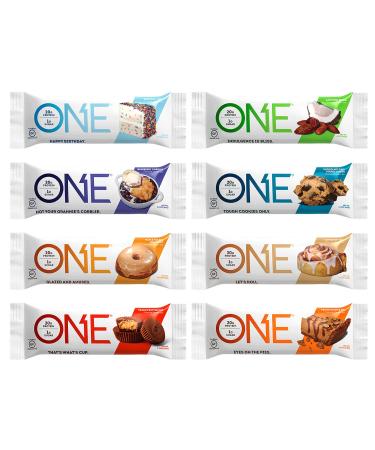 ONE Protein Bars, Gluten Free 20g Protein and Only 1g Sugar, Sampler Variety Pack, 2.12 Oz Bars (8 Count) Variety Pack - Sampler