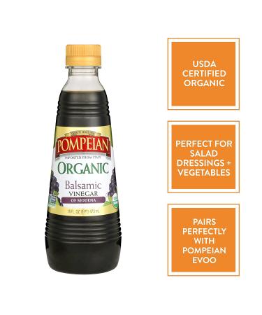 Pompeian Gourmet Organic Balsamic Vinegar 16 FL. OZ. - Ideal for Dressings, Marinades & Vegetables - Non-Allergenic, Non-GMO - Buy Online on GoSupps.com