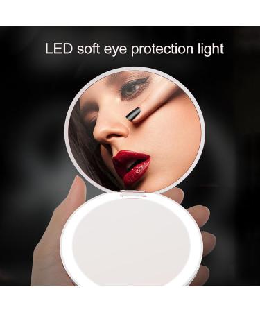 LED Lighted Travel Makeup Mirror Round LED Pocket Mirror Portable Foldable Mini LED Lighted Pocket Makeup Mirror for Travel - Buy Online on GoSupps.com