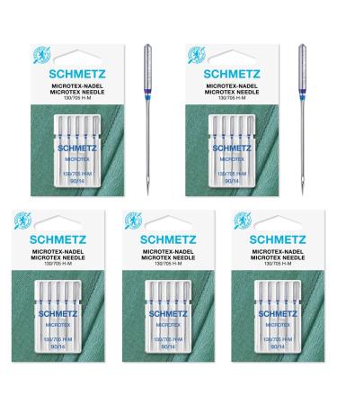 25 Schmetz Microtex Sharp Sewing Machine Needles 130/705 H-M Size 90/14