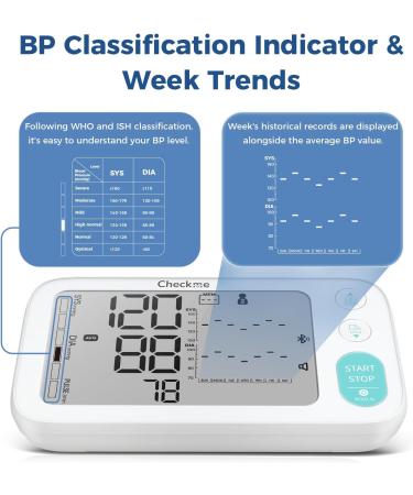 Buy Checkme Blood Pressure Monitor - Automatic Digital BP Machine with Bluetooth XL Cuff & Dual Display for Home Use - Buy Online on GoSupps.com