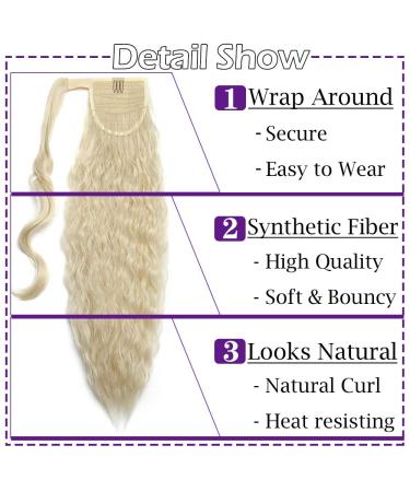 Ponytail Extensions - Clip-In Corn Wave Hair Parts | Cheap Real Hair 20 (50cm) 90g #BleichBlonde & #Blonde-1 - Buy Online on GoSupps.com