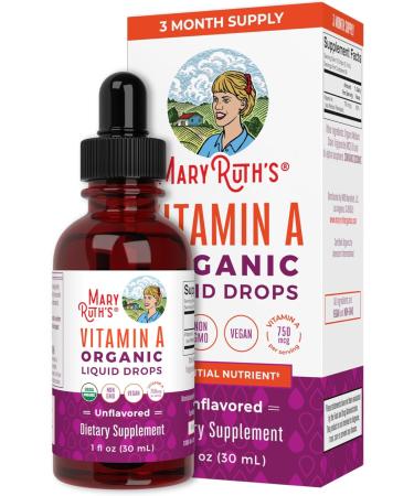 Mary Ruth’s USDA Organic Vitamin A Liquid Drops Immune Support, Eye Health, Skin Health for Ages 14+ 3 Month Supply 750mcg per Serving - 1 Oz - Buy Online on GoSupps.com