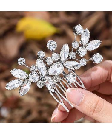 Edary Crystal Bride Wedding Hair Comb Hair Accessories with Bridal Rhinestone Side Combs for Women and Girls