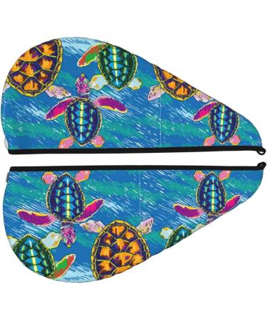 Little Sea Turtles Microfiber Hair Towel - Soft Super Absorbent Hair Wrap for Long Curly & Thick Hair - Quick Dry Coral Velvet - Buy Online on GoSupps.com