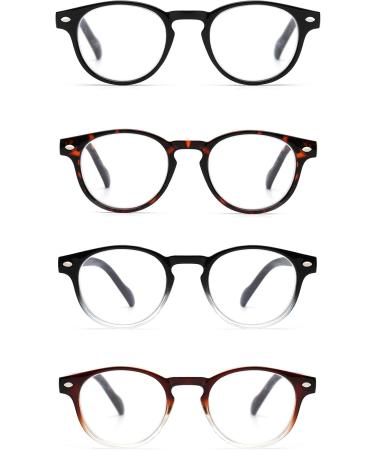 JM 4 Pack Vintage Round Spring Hinge Reading Glasses for Men & Women +1.0 Mixed Color Set - Buy Online on GoSupps.com