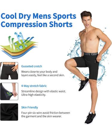 ABTIOYLLZ Men's Compression Shorts 3 Pack - Running Workout Athletic Underwear with Pocket - Black/Red/Blue - Size 84 Large - Buy Online on GoSupps.com