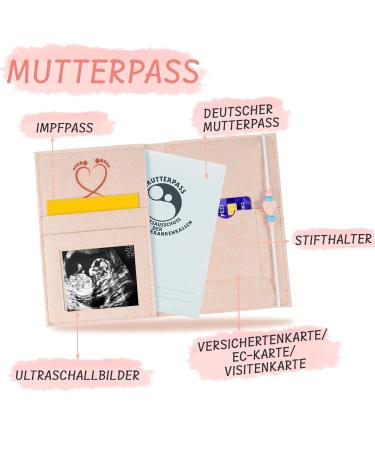 Felt Motherpass Cover - German Mother Pass Bag for Ultrasound & Vaccination - Beige with Rainbow Animals | Perfect Gift for Pregnant & New Moms - Buy Online on GoSupps.com