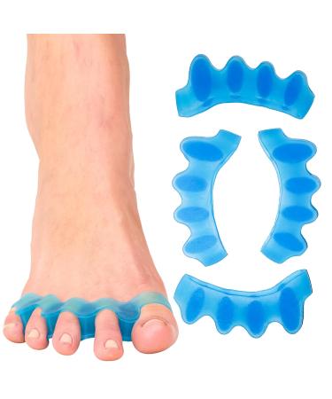 Toe Spacers(2 Pair) Gel Toe Separators to Correct Toes Bunion Corrector for Women Men Toe Spacer Hammer Toe Straightener Toe Stretcher Big Toe Separators (Blue)