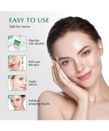 Derma Roller Kit 0.25mm for Skin & Hair Growth - Micro Needle Microneedling Tool for Face & Body - Green - Buy Online on GoSupps.com