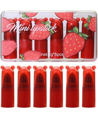 6 Pieces Cute Lip Gloss Lip Stick Strawberry Shape Lip Stick | Lip Products Collection | For Beginners Family Passionate Friends Women Beauty Daily Office - Buy Online on GoSupps.com