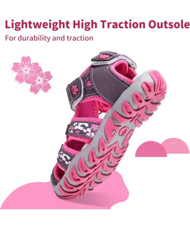 Apakowa Baby Girl Summer Closed Toe Sandals - Athletic Outdoor Hiking & Beach Shoes with Velcro Fastener - Children's Sports Trail Sandals 29 EU Y607 Purple - Buy Online on GoSupps.com