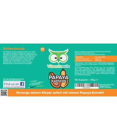 Papaya Capsules 400mg - High-Dose 10:1 Extract | Vegan Additive-Free | Laboratory Tested Quality from Germany | Boost Enzyme & Papain Levels - VitamineULE  - Buy Online on GoSupps.com