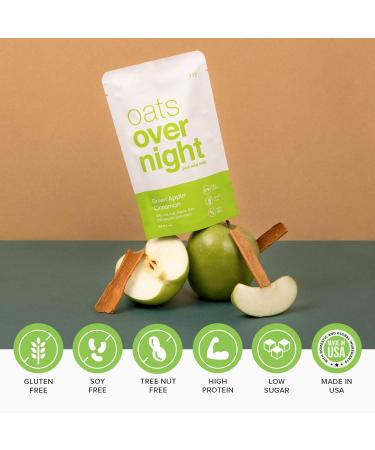 Oats Overnight Green Apple Cinnamon High Protein Shake - Gluten-Free, High Fiber, Non-GMO Oatmeal - 2.7oz per Meal (8 Pack) - Buy Online on GoSupps.com