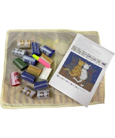 Latch Hook Rug Kit - Cat Design Crocheting Carpet | Pre-Printed Canvas Cushion Mat for Sofa Decor | Acrylic Yarn Tapestry DIY Set - Buy Online on GoSupps.com