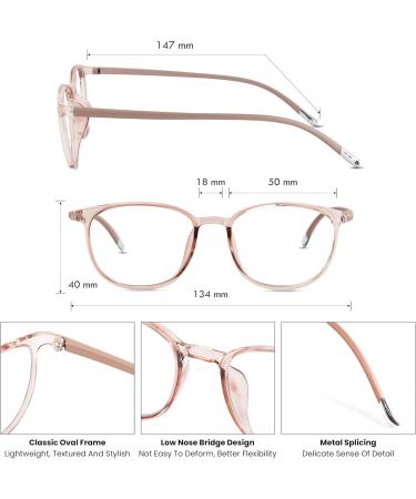 GUDVUE Blue Light Glasses - Ultra Lightweight Oval Eyewear for Men & Women | Anti-Glare UV400 Eye Strain Relief - Champagne Clear - Buy Online on GoSupps.com
