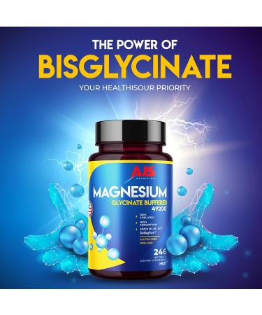 AJS Magnesium Glycinate 400mg Magnesium Glycinate Capsules 246 Tablets Gluten-Free Non-GMO Supplements Dietary Magnesium Supplement with Organic Coating Supports Your Well-Being 4 Months (4) - Buy Online on GoSupps.com