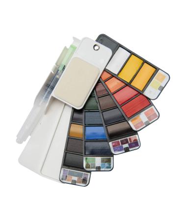 Watercolor Paint Set  25 Assorted Colors with 1 Water Brushes and Palette  Perfect Foldable Watercolor Field Sketch Set for Outdoor Painting  Travel Pocket Watercolor Kit