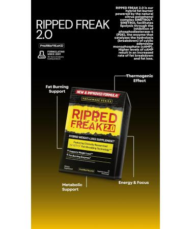 Pharmafreak Ripped Freak 2.0 - Hybrid Weight Loss Supplement - USA - 60ct (Bottle Only) - Buy Online on GoSupps.com