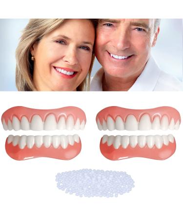 F ke T eth  4 Pcs Denture Teeth for Women and Men  Comfortable Dental Veneers for Upper and Lower Jaw  Realistic Natural Temporary Regain Confident Smile natural/teeth
