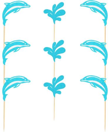 Arthsdite 24Pcs Dolphin Cupcake Toppers Under the Sea Theme Cupcake Picks Ocean Animal Baby Shower Kids Birthday Party Cake Decorations Supplies - Blue Glitter - Buy Online on GoSupps.com