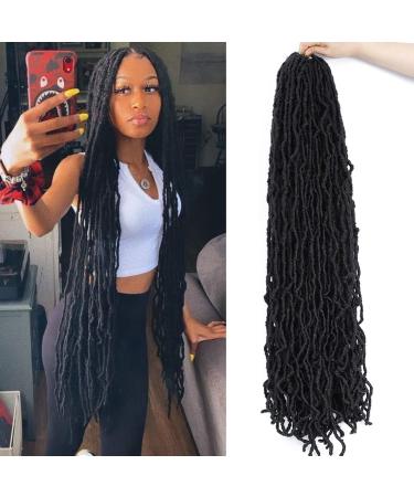 Soft New Faux Locs Super Long Goddess Crochet Hair Pre Looped Natural Braid Curly Wave Braiding Hair(36inch 1b 6packs) 36 Inch (Pack of 6) 1B Soft Faux locs