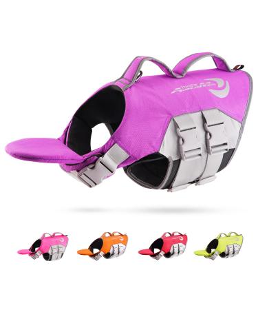 ThinkPet Dog Life Jacket Adjustable Life Jacket Reflective Lifesaver with Buoyancy Purple XL