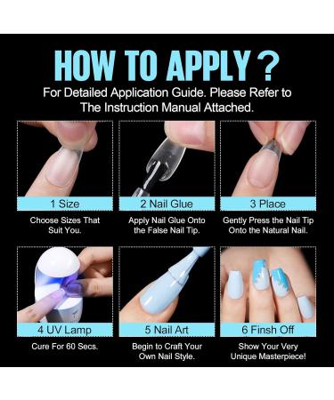 Tomicca Artificial Nails - Short Square Nail Tips for Gel Nails | 150 Pcs Soft Gel Full Cover Set with Glue | Professional Salon Quality - 15 Sizes Available - Buy Online on GoSupps.com