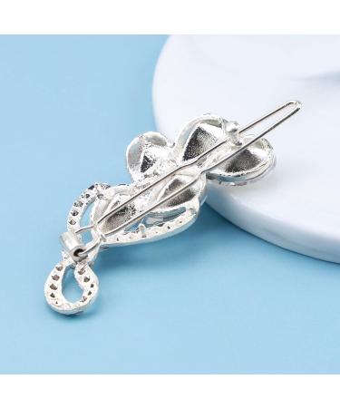 Inilbran Vintage Rhinestone Hair Clip Silver Crystal Wedding Hair Barrettes Sparkly Cz Hair Pins Hairclip Decorative Bobby Pins Crystal Wedding Headpieces Bridal Hair Accessories for Women Headdress - Buy Online on GoSupps.com