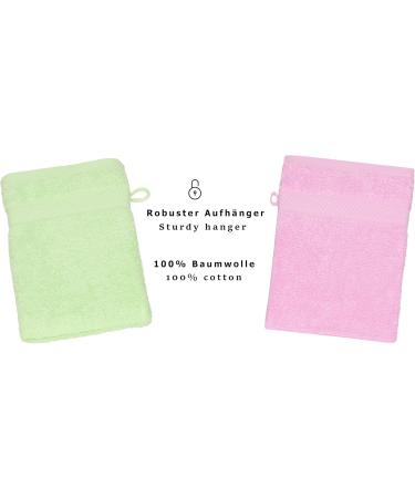 Betz 10-Piece Cotton Wash Gloves Set | Palermo Rose & Green | 100% Cotton | 16x21 cm | Ideal for Gift & Bathing | International Shipping - Buy Online on GoSupps.com