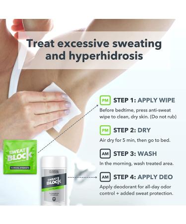 SweatBlock Antiperspirant Deodorant - Max Clinical System for Excessive Sweating & Odor | 10 Wipes + Daily Stick - Buy Online on GoSupps.com