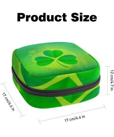 Menstruation Pad Bag with Zipper - Women's Napkin Bag & Tampon Collecting Tote for Girls | St. Patrick's Day Clover Design - Buy Online on GoSupps.com