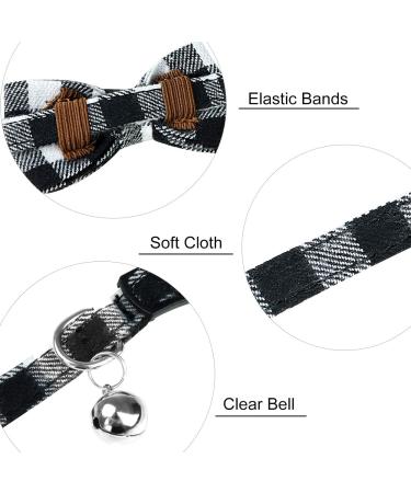 Dynmeow Plaid Pattern Cat and Dog Collar with Bowtie - Adjustable, Comfortable Boy or Girl Gift - XX-Small, Black - Buy Online on GoSupps.com