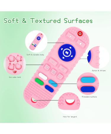 BPA Free Baby Teething Toys 2 Pack - Soothing Hand & Remote Control Teethers for Babies 0-12 Months | Soft Infant Chew Toys in Pink Duck & Remote Design - Buy Online on GoSupps.com