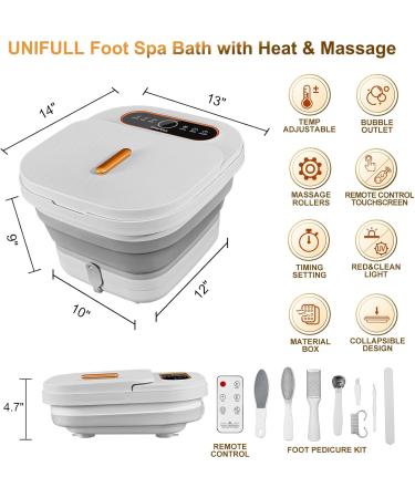 Collapsible Foot Spa Bath Massager with Heat and Massage Rollers Touch Screen Bubble Foot Pedicure Kit Temperature Control Pedicure Foot Spa Foot Bath - Buy Online on GoSupps.com