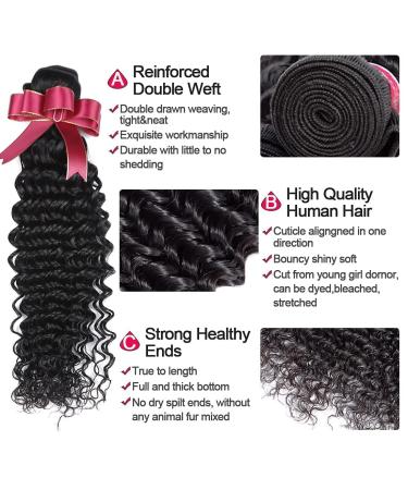 20 22 24+18 Brazilian Deep Curly Human Hair Bundles with Closure | 100% Remy Unprocessed Hair | Natural Black 4x4 Closure Included - Buy Online on GoSupps.com