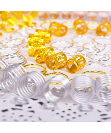 120 Pieces Aluminum Hair Coil Dreadlocks Hair Braid Rings Dreadlocks Metal Hair Cuffs Hair Braiding Beads for Hair Accessory (Gold and Silver) - Buy Online on GoSupps.com