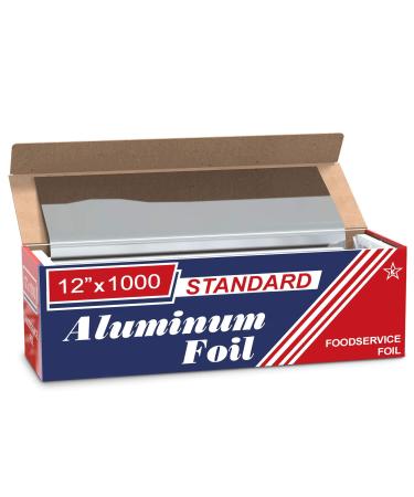 Ox Plastics Standard Premium Aluminum Foil | 12x1000 Feet Long | Industrial Size and Strength | Commercial Grade & Length Foil Wrap for Food Service Industry and Home Use| Strong Silver Foil (1 Pack)