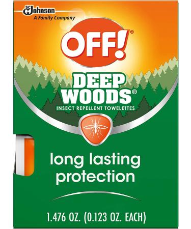 OFF! Deep Woods Mosquito and Insect Repellent Wipes Long lasting - 12 Individually Wrapped Wipes