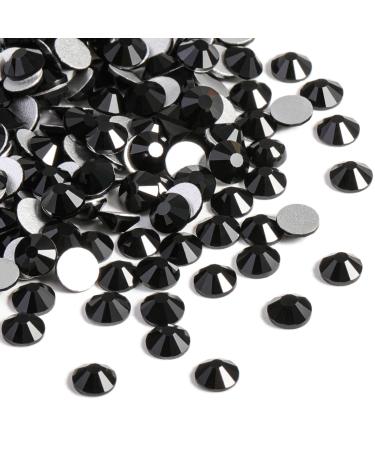 Beadsland 2880pcs Flat Back Crystal Rhinestones Round Gems for Nail Art and Craft Glue Fix Black SS20 4.6-4.8mm Black SS20/2880pcs