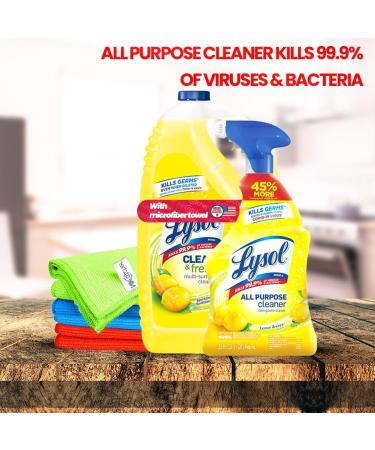 Buy Lysol All-Purpose Cleaner Bundle with Microfiber Cloths - 32 oz Trigger & 144 oz Refill | Lemon Breeze | International Shipping Available - Buy Online on GoSupps.com