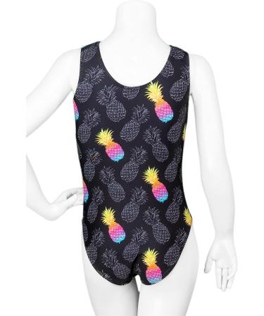 Destira Girls Gymnastic Leotard - Super Soft Stretch Tank Style Outfit with Scrunchie - Poppin' Pineapple Child Large (10) - Buy Online on GoSupps.com