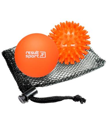 Resultsport lacrosse & hedgehog ball massage ball set plantar fasciitis foot massage trigger point massage deep fabric myofasian relief -orange