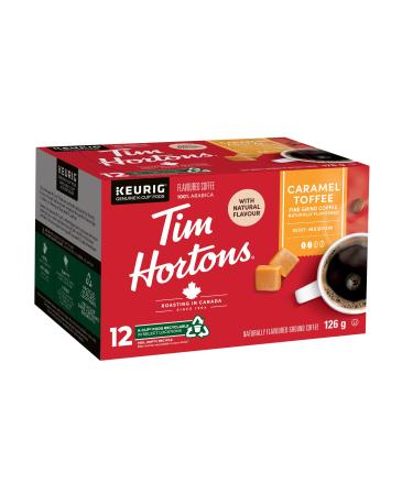Tim Hortons Caramel Toffee Flavoured Coffee Single Serve Keurig K-Cup Pods Medium Roast 12 Count