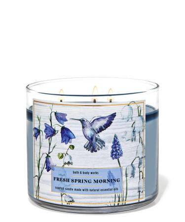 Bath and Body Works White Barn Fresh Spring Morning 3-Wick Candle w/Essential Oils - 14.5 oz - 2021 Core Scents! (Fresh Spring Morning)