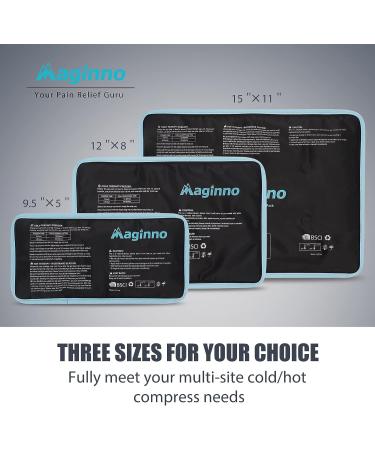 Maginno 12 X 8 Ice Cold Gel Packs - Reusable Hot/Cold Packs for Muscle Pain Relief - Medium Size for Injuries, Surgery Recovery - Shoulder, Lower Back, Knee, Arm, Foot, Hip - Buy Online on GoSupps.com