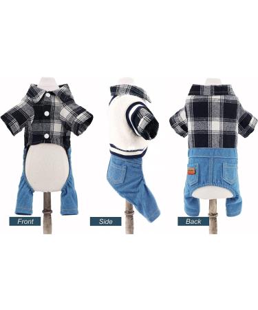 HOODDEAL Plaid Dog Shirt Overalls Jeans Jumpsuit with Sweater Vest for Small Dogs - Medium Black-White - Buy Online on GoSupps.com