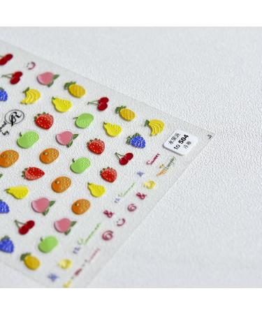 DIY Salon Nail Supplies Nail Art Decorations Nails Sticker for Summer Nail Art Sticker 5D Embossed Nail Stickers Fruits Smile Flowers Letters - Buy Online on GoSupps.com