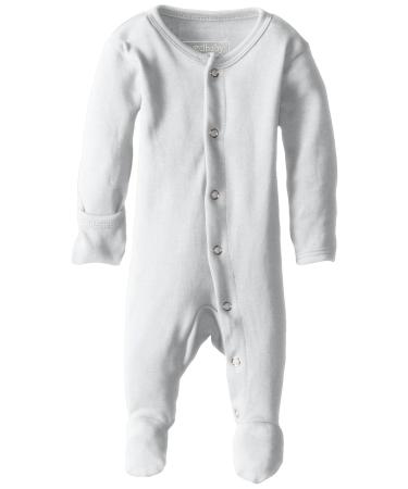 L'Ovedbaby Girls' Organic Baby Snap Footie 6-9 Months White