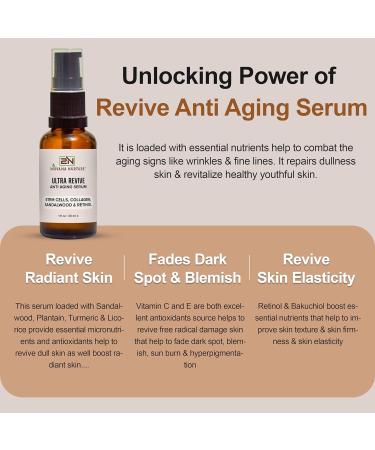 Ultra Revive Anti Aging Serum - Reduce Wrinkles & Fine Lines Boost Firmness & Hydration with Centella Asiatica Collagen Bakuchiol & Retinol - Buy Online on GoSupps.com